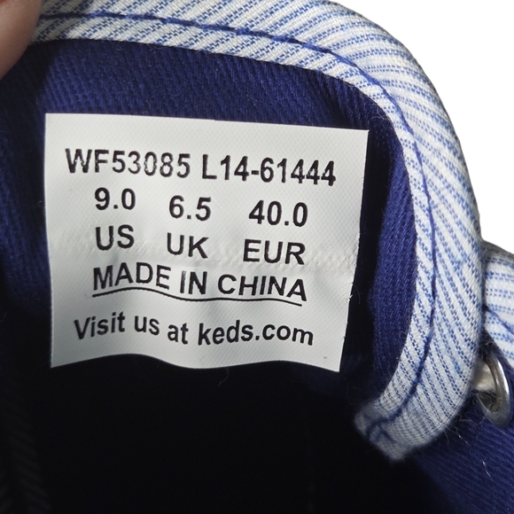KEDS Womens Double Wash Blue Striped Low Top Comfort Shoes Size 9 - Picture 12 of 12